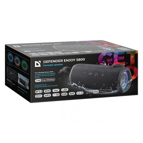 Defender głośnik ENJOY S800, 20W, czarny, Podświetlenie LED Defender głośnik ENJOY S800, 20W, czarny, Podświetlenie LED