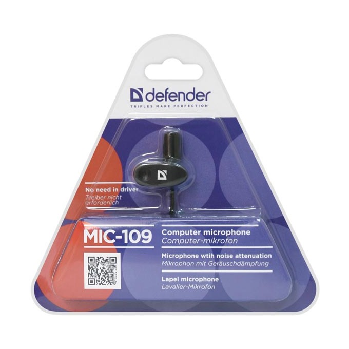 Defender, przypinany mikrofon, MIC-109, bez regulacji głośności, czarny, zestaw głośnomówiący