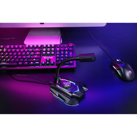 Marvo, do gry mikrofon, MIC-05, regulacja głosności, czarny, Rainbow LED, uchwyt na telefon
