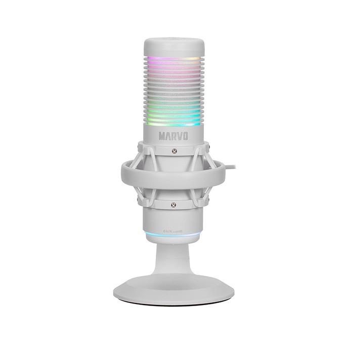 Marvo, gamingowy mikrofon, BLAST 60 White, biały, Podświetlenie RGB, wejście słuchawkowe