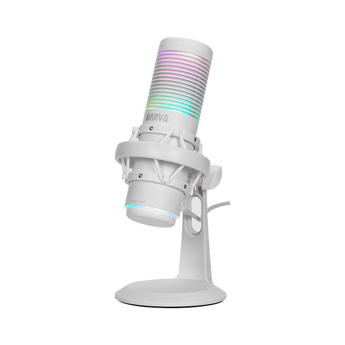 Marvo, gamingowy mikrofon, BLAST 60 White, biały, Podświetlenie RGB, wejście słuchawkowe
