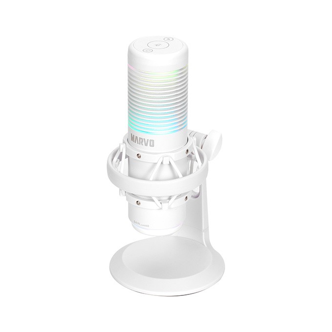 Marvo, gamingowy mikrofon, BLAST 60 White, biały, Podświetlenie RGB, wejście słuchawkowe