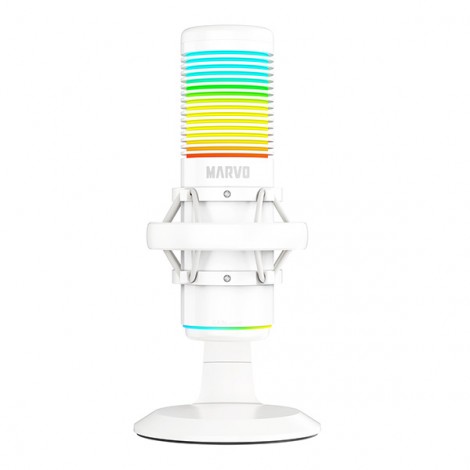 Marvo, gamingowy mikrofon, BLAST 60 White, biały, Podświetlenie RGB, wejście słuchawkowe
