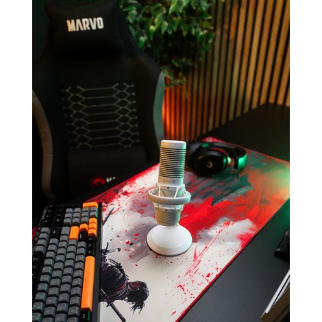 Marvo, gamingowy mikrofon, BLAST 60 White, biały, Podświetlenie RGB, wejście słuchawkowe