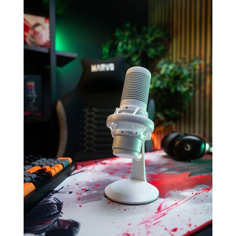 Marvo, gamingowy mikrofon, BLAST 60 White, biały, Podświetlenie RGB, wejście słuchawkowe