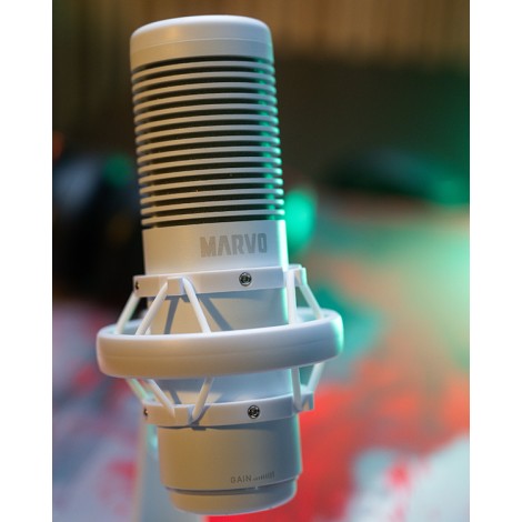 Marvo, gamingowy mikrofon, BLAST 60 White, biały, Podświetlenie RGB, wejście słuchawkowe