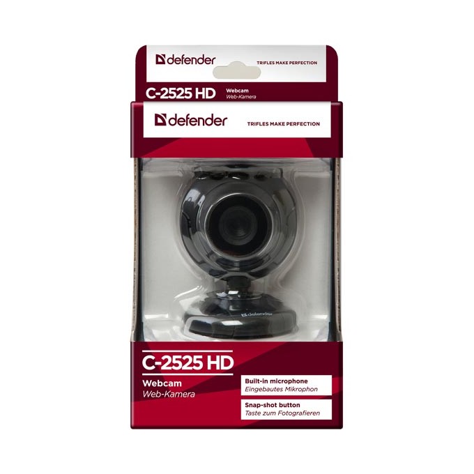 Defender Web kamera C-2525HD, 2 Mpix, USB 2.0, czarna, na notebook/LCD
