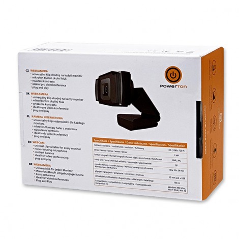 Powerton HD Webkamera PWCAM1, 720p, USB, czarna