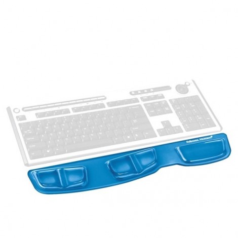 Podkładka do klawiatury Fellowes Health-V Crystal ergonomiczna żelowa, niebieska, Fellowes, 46.6x8.6 cm