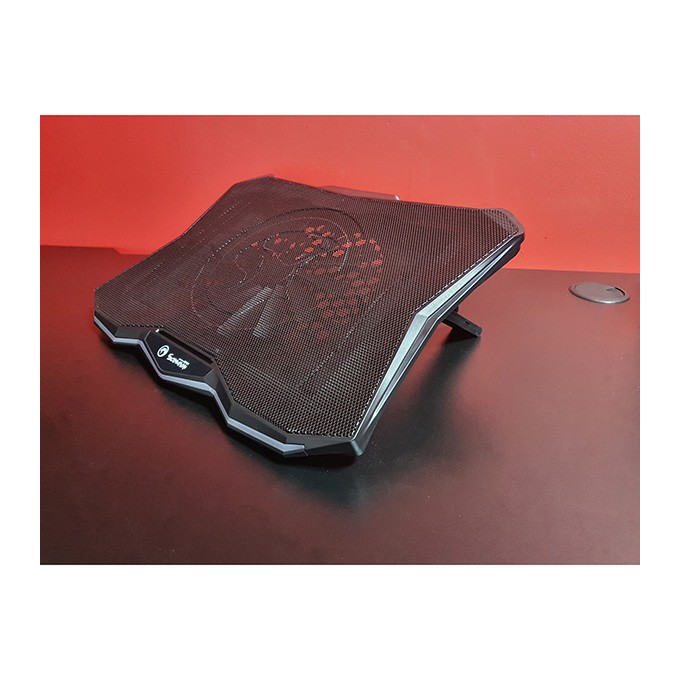 Stojak pod notebook, FN-40, podświetlenie, 18 cm wentylator, czarno-czerwony, Marvo, z 2-portowym hub-em