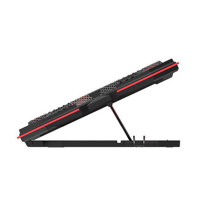Stojak pod notebook, FN-41, podświetlany, z wiatrakiem, czarno-czerwony, Marvo, z 2-portowym hub-em