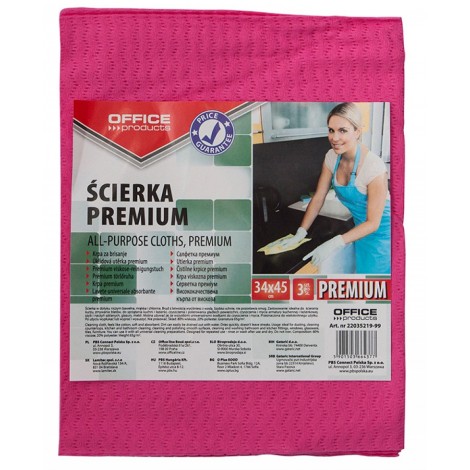 Ścierka premium OFFICE PRODUCTS, wiskoza 80%, gr. 65g/mkg, 34x45cm, 3szt., mix kolorów Ścierka premium OFFICE PRODUCTS, wiskoza 80%, gr. 65g/mkg, 34x45cm, 3szt., mix kolorów
