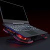 Stojak pod notebook, FN-41, podświetlany, z wiatrakiem, czarno-czerwony, Marvo, z 2-portowym hub-em