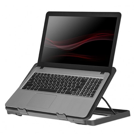 Stojak pod notebook, NS-503, podświetlenie, 18 cm wentylator, czarno-niebieski, DEFENDER, z 2-portowym hub-em