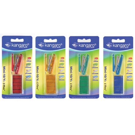 Zszywacz KANGARO Mini-10/Y2 C-THRU+zszywki, zszywa do 10 kartek, blister, mix kolorów