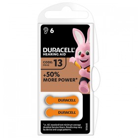 Bateria cynkowo-powietrzna., ZA13, PR48, AC13, DA13, do aparatów słuchowych, Duracell, blistr, 6-pack, 42432