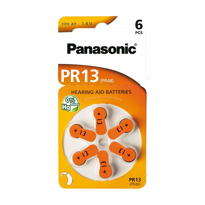 Bateria cynkowo-powietrzna., PR13, do aparatów słuchowych, 1.4V, Panasonic, blistr, 6-pack