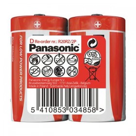 Bateria cynkowo-węglowa, D (R20), ogniwo typ D, 1.5V, Panasonic, Folia, 2-pack