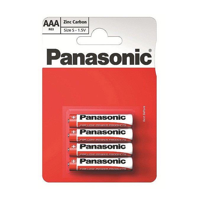 Bateria cynkowo-węglowa, AAA (LR03), AAA, 1.5V, Panasonic, blistr, 4-pack