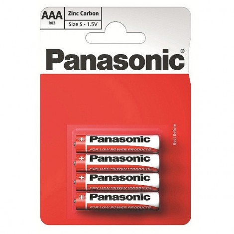 Bateria cynkowo-węglowa, AAA (LR03), AAA, 1.5V, Panasonic, blistr, 4-pack