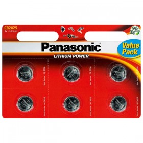 Bateria litowa, guzikowa, CR2025, 3V, Panasonic, blistr, 6-pack