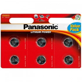 Bateria litowa, guzikowa, CR2032, 3V, Panasonic, blistr, 6-pack