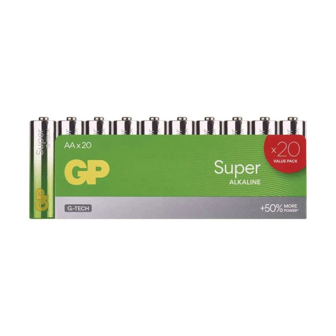 Bateria alkaliczna, AA (LR6), AA, 1.5V, GP, folia, 20-pack, Super