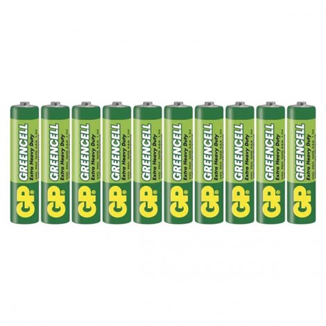 Bateria cynkowo-węglowa, AAA (LR03), AAA, 1.5V, GP, folia, 10-pack, Greencell