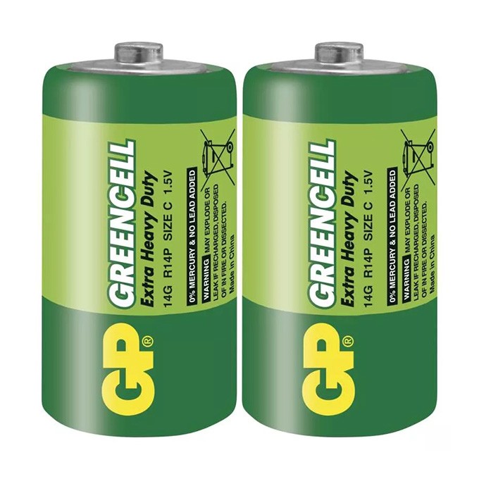 Bateria cynkowo-węglowa, C (R14), ogniwo typ C, 1.5V, GP, folia, 2-pack, Greencell