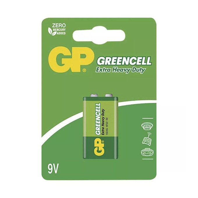 Bateria cynkowo-węglowa, 9V (6F22), 9V (6F22), 9V, GP, blistr, 1-pack, Greencell