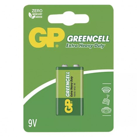 Bateria cynkowo-węglowa, 9V (6F22), 9V (6F22), 9V, GP, blistr, 1-pack, Greencell
