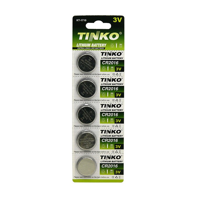 Bateria litowa, guzikowa, CR2016, 3V, blistr, 5-pack