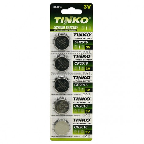 Bateria litowa, guzikowa, CR2016, 3V, blistr, 5-pack