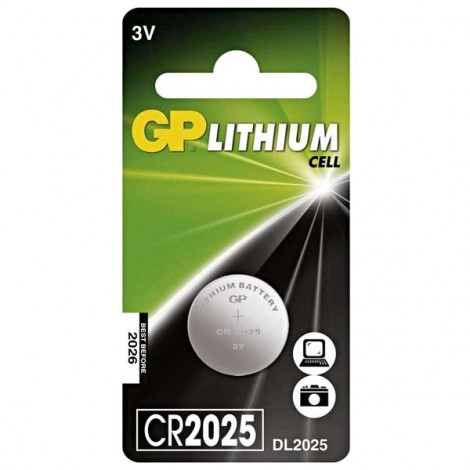 Bateria litowa, guzikowa, CR2025, 3V, GP, blistr, 1-pack