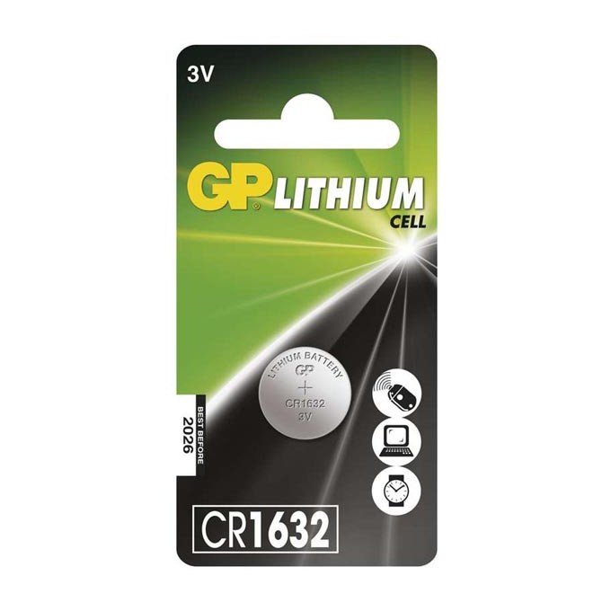 Bateria litowa, guzikowa, guzikowa, CR1632, 3V, GP, blistr, 1-pack