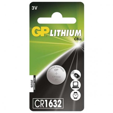 Bateria litowa, guzikowa, guzikowa, CR1632, 3V, GP, blistr, 1-pack