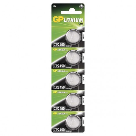 Bateria litowa, guzikowa, guzikowa, CR2450, 3V, GP, blistr, 5-pack
