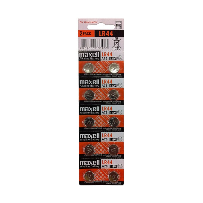 Bateria alkaliczna, LR44, guzikowa, LR44, 1.5V, Maxell, blistr, 10-pack