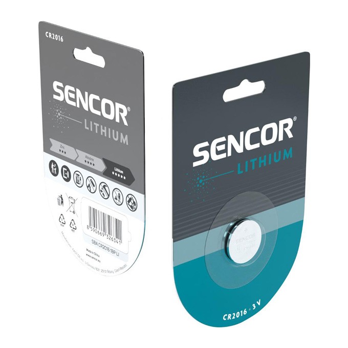 Bateria litowa, CR2016, CR2016, 3V, Sencor, blistr, 1-pack
