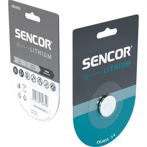 Bateria litowa, CR2025, CR2025, 3V, Sencor, blistr, 1-pack