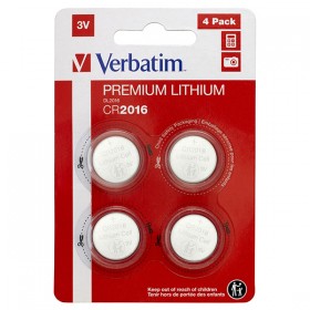 Bateria litowa, guzikowa, CR2016, 3V, Verbatim, blistr, 4-pack, 49531