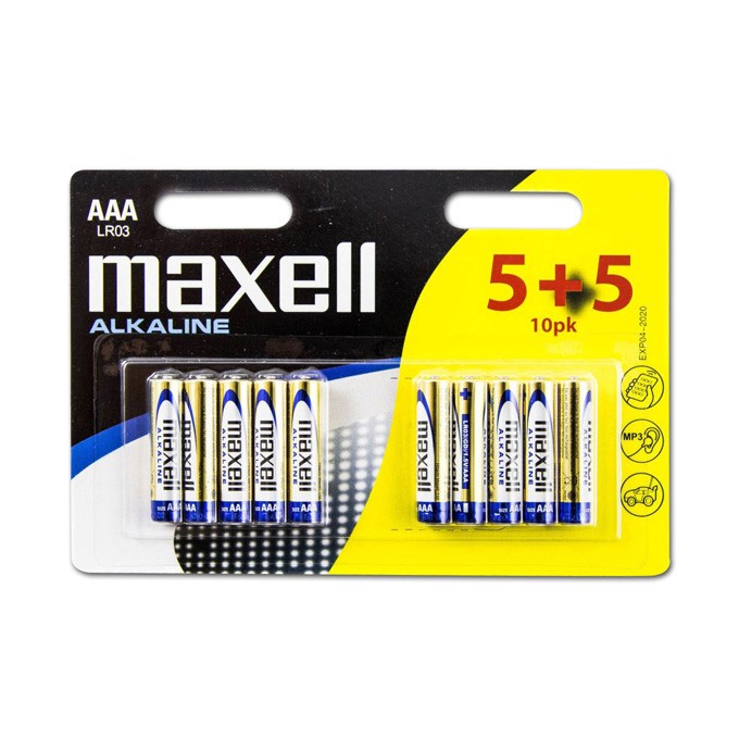 Bateria alkaliczna, AAA (LR03), AAA, 1.5V, Maxell, blistr, 10-pack