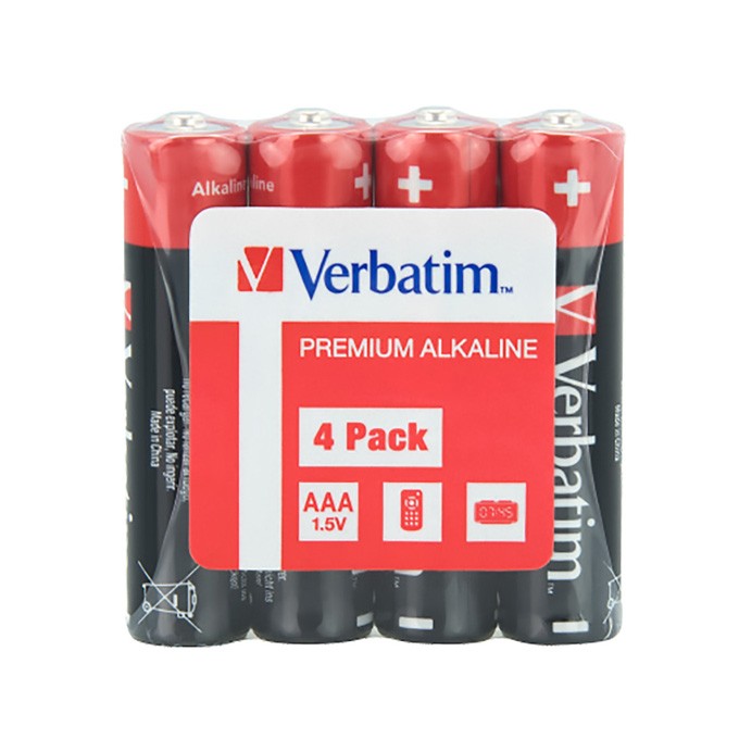 Bateria alkaliczna, AAA-LR03 Micro, AAA, 1.5V, Verbatim, folia, 4-pack, 49500
