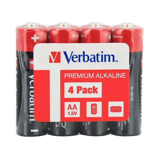 Bateria alkaliczna, AA-LR6 Mignon, AA, 1.5V, Verbatim, folia, 4-pack, 49501