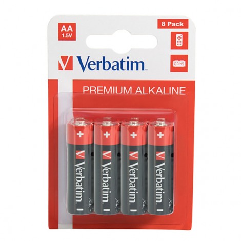 Bateria alkaliczna, AA-LR6 Mignon, AA, 1.5V, Verbatim, blistr, 8-pack, 49503