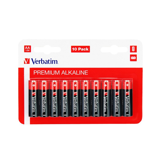 Bateria alkaliczna, AA (LR6), AA, 1.5V, Verbatim, blistr, 10-pack, 49875