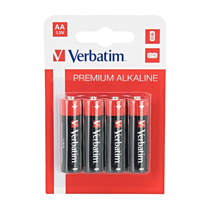 Bateria alkaliczna, AA (LR6), AA, 1.5V, Verbatim, blistr, 4-pack, 49921