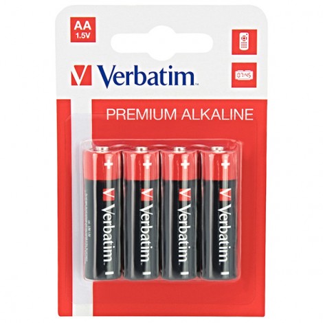 Bateria alkaliczna, AA (LR6), AA, 1.5V, Verbatim, blistr, 4-pack, 49921