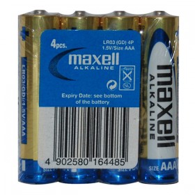 Bateria alkaliczna, AAA (LR03), LR-3, AAA, 1.5V, Maxell, Folia, 4-pack