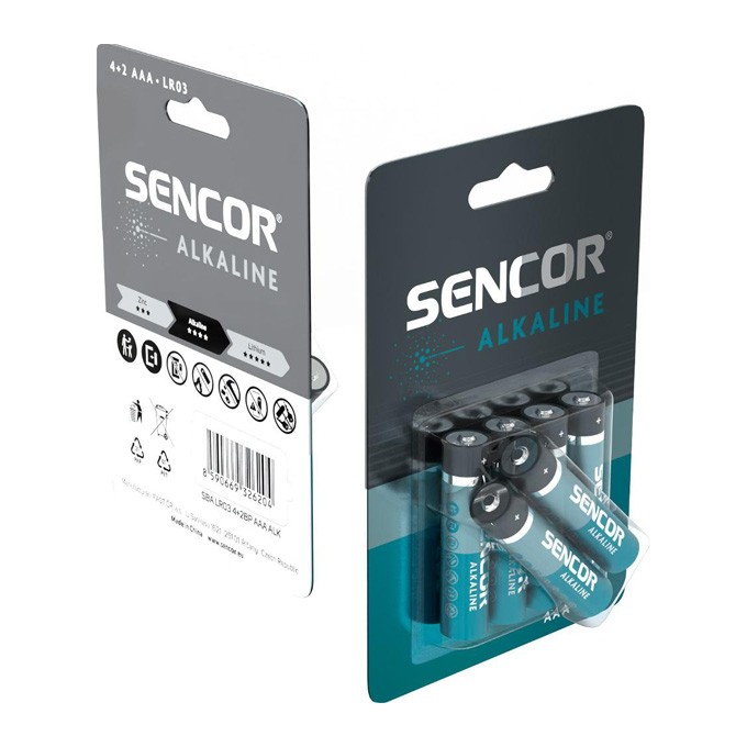 Bateria alkaliczna, AAA (LR03), AAA, 1.5V, Sencor, blistr, 6-pack